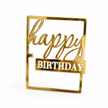 Топер акриловий "Happy Birthday" №9 Квадрат 10х8 см 2786822313 фото