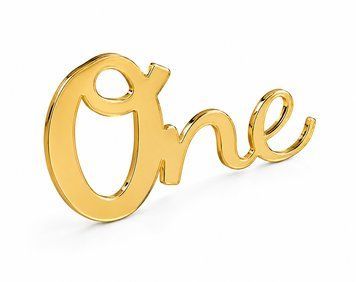 Топер акриловий на торт "One" №3 золотий дзеркальний ТДЗ 1 фото